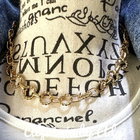 Gold curb circle link chunky statement chain short necklace/miami style - Picture 1 of 11